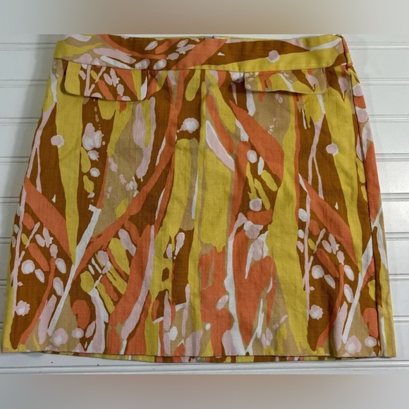 J. Crew Limoncello Mini Skirt Womens Size 8 Orange Yellow Brown Zipper - Picture 2 of 16